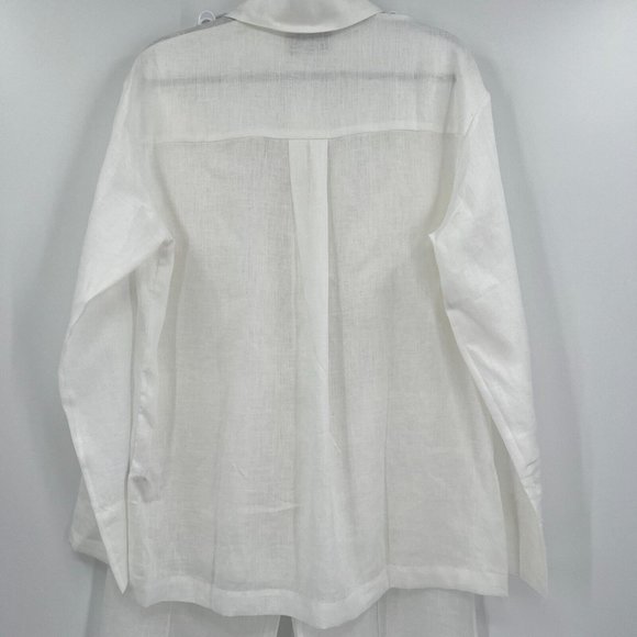 Sleeper Women’s Linen Pajama Set Button Front Shirt Pants Paper White 2/M-L NWT - Picture 7 of 9